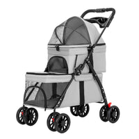 Dual Compartment Pet Stroller Foldable for Veterinarian Visits, Multiple Pets
