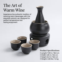 Ceramic Wine Warmer Set, 7-Piece Minimalist Japanese Style
