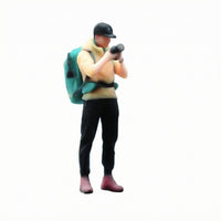 Photographer Figurine Backpack Miniature Photographer Cap