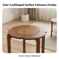 Foursegment Designblade Foursegment Design Table Rattan Woven Design Household Furniture With Storage Space Glass Top