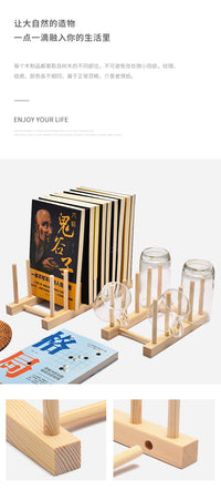 Wooden Dish Rack Kitchen Bowl and Plate Rack Creative Cup and Plate Stand Commercial Tea Cake Display Storage Rack