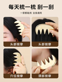 Solid Brass Gua Sha Massage Comb for Head and Scalp