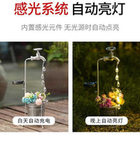 跨境新款太阳能水龙头水滴灯花洒庭院户外灯花园别墅灯