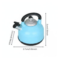 Dollhouse Kettle Colorful Set Dollhouse Tea Kettle Vintage Style 1:12 Scale Teapot for Kids, Pretend Play