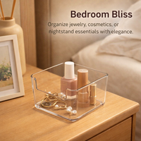 Clear Acrylic Desktop Storage Box Organiser, Rectangular for Desk Bathroom Makeup Organizer