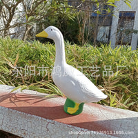 Large 43cm White Goose Resin Statue for Home and Garden Decor