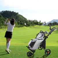HOW TRUE ZH-A021 Aluminum Alloy Folding Golf Cart with Water Bottle Holder and Cooler Bag