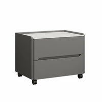 sturdy Wood Frame Rolling Drawer Cart Sintered Stone Top Nightstand Modern design Bedside Table with casters for Homeowners, Students, Small Spaces, Guest Room, Kitchen, Bathroom