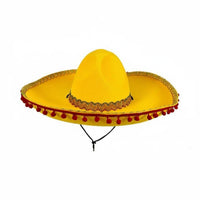 Mexican Felt Sombrero Decorative Balls Gold Trim Costume Hat Lightweight Fiesta Celebration Hat for Partygoers, Cosplayers