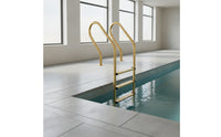 Stainless Steel Pool Ladder Gold-Toned Pool Ladder with Handrail Brushed Finish for Homeowners, Backyard