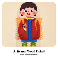 Wooden Busy Board with Zipper
