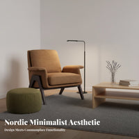 Upholstered Wood Frame Armchair Nordic Design Upholstered Wooden-Frame Armchair Minimalist firm-density Foam padding for Adults