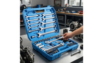 82 Pieces All in One Automotive Tool Kit Chrome-Finish Car Repair Tool Set Portable Socket Set with Ratchet Long-Lasting for Motorcyclists