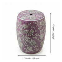Drum Stool Embossed Ceramic Accent Table Versatile for Bedroom