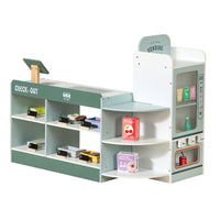 Wooden Corner Supermarket Toy with Vending Machine, Fruit and Vegetable Cutting Play Set