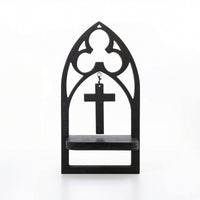 Arched Wall Shelf Versatile Shelf with Cross Ornament Compact for Prayer Corner
