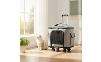 Rolling Pet Carrier Foldable Pet Carrier with Wheels Wheeled Collapsible for Cats, Travel, Vet Visits