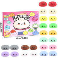Baozi Squeeze Toy Christmas Advent Calendar Blind Box, Mini Soft Gel Stress Relief Toy for Adults