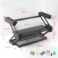 Pull-Lowering Shelf Foldable Folding Storage Rack 2-Tier for Kitchen