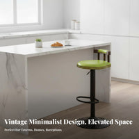Adjustable Pedestal Stool Retro Design Studded Swivel High Chair With Backrest
