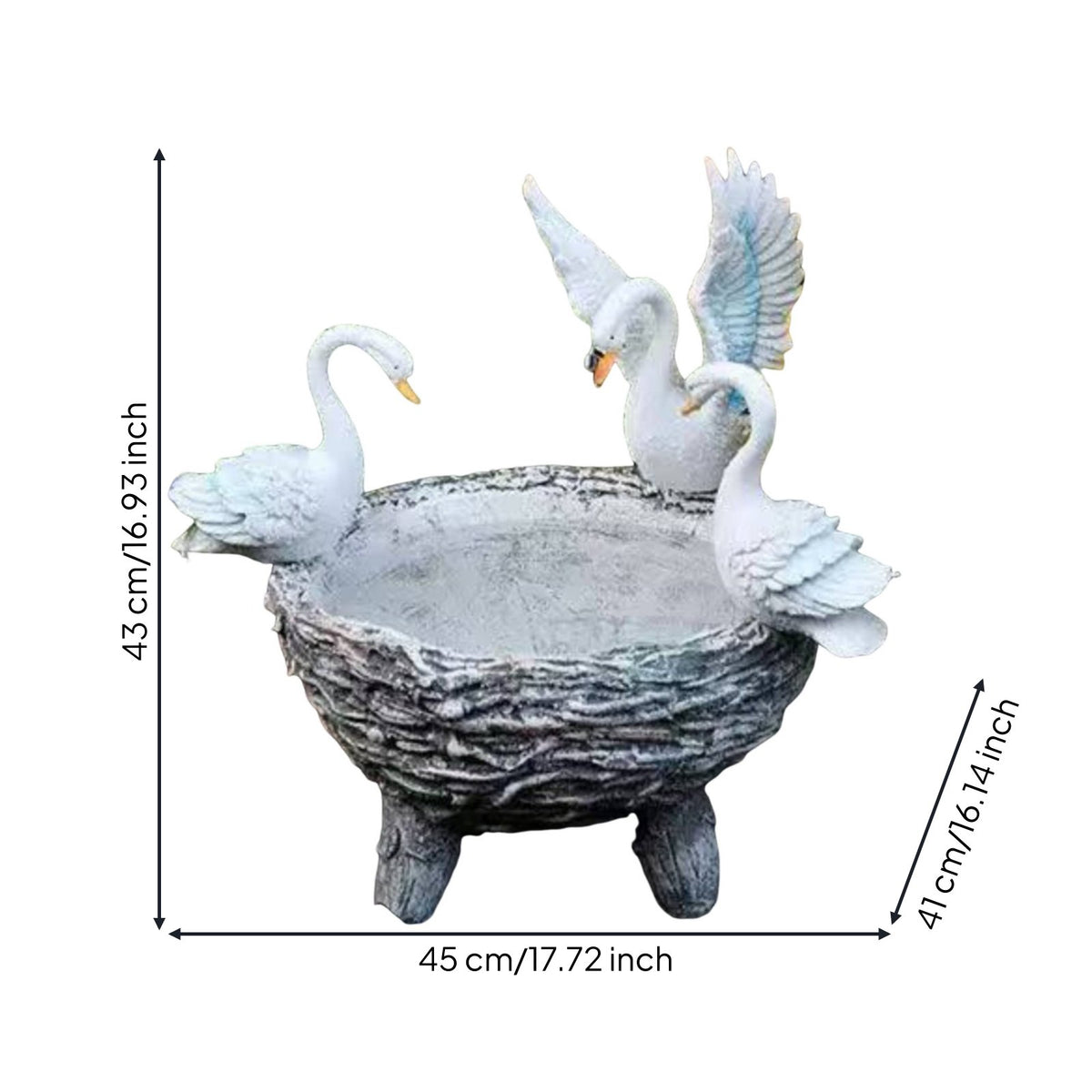 Swan Planter Hand Painted Elegant Planter Pot Vintage Mini Landscape for Courtyard
