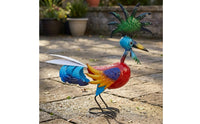 Garden Cockerel Statue Glossy Metal Surface Cockerel Statue Iron Chicken Ornament for Patio
