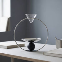 Modern Hourglass Ornament with Metal Frame Sculptural Hourglass Silver-Toned Sand Timer Clear for Desktop, Home Decor, Living Room, Bookshelf