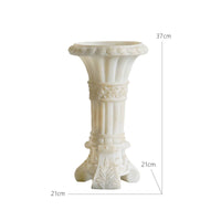 Sculpted Vase with Leaf Relief Decorative Column Vase Jade-Like for Hotel, Villa