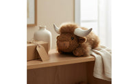 Lying Highland Bovine Stuffed Soft Highland Cow Stuffed Highland Cow Stuffed Toy Fuzzy Realistic Design for Children