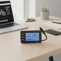 Backlit Electric Bicycle Display with Waterproof Connector Rectangular LCD Display with Waterproof Connector Wired Odometer Wide Compatibility for Cyclists, Outdoor Riding