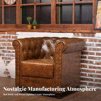 Tufted Nailhead Sofa Retro Design Tufted Back Couch Elegant Design Booth Seating for Restaurant Owners, Interior Designers, Cafe, Lounge Area, Office