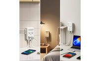 Touch-Control Outlet Extender with Night Light Compact Outlet Extender with USB Ports Space-Saving Warm for Bedroom