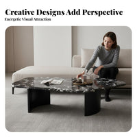 Marble Pattern Top Pebble-Shaped Side Table Light Luxury Home Furniture Italian & design Indoor Furnishing Minimalist Design for Apartment Dwellers, homeowners, Interior Designers, Living Room, Reception Area, Office Lounge, study Corner