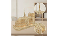 Gothic Cathedral Model Architectural Cathedral Model with Base Miniature 3D Wooden Puzzle for Adults, Hobbyists, Shelf, Desk, Study Room