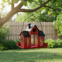Solar Bird Feeder House Roofed Garden Decor for Outdoor