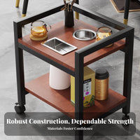 Multi-Tier Utility Shelf Movable Design 2-Tier Serving Trolley Space-Saving Sturdy Construction for Homeowners, Renters, Bedroom