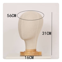 Textile Mannequin Head with Wooden Base Linen Covered Hat Display Stand Professional Look Hairpiece Display Head for Retailers, Boutique