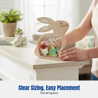 Easter Bunny Decoration, Wooden Craft, Colorful Hollow Bunny Figurine for Home, Modern Minimalist Style