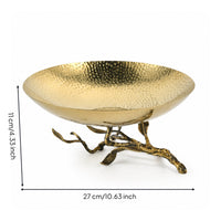 Sculptural Centerpiece Bowl Gold-Tone Metal Bowl with Stand Elegant for Dining Table