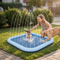 Splash Pad with Sprinkler Easy-Topet Cleaning Splash Pad Water Play Mat with Sprinkler Outdoor Safe for Pets, Backyard, Lawn