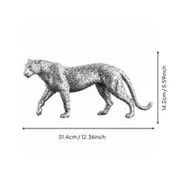 Resin Leopard Sculpture Electroplated Big Cat Figurine Luxury Look Sitting Cheetah Statue for Living Room, Office Desk, Shelf