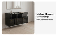 Light Luxury Aesthetic Ribbed Acrylic Cabinet Modern design Transparent Curio Cabinet semi-transparent Doors Storage Unit Multi-Functional for Interior Decorators, Collectors, Homeowners, Living Room, Entryway, Bedroom, Playroom