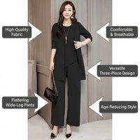 Women's Trouser Suits Three Piece Set with Jacket Vest and Pants for Office Wear, Ladies Casual in Solid Color, Polyester Blend Material