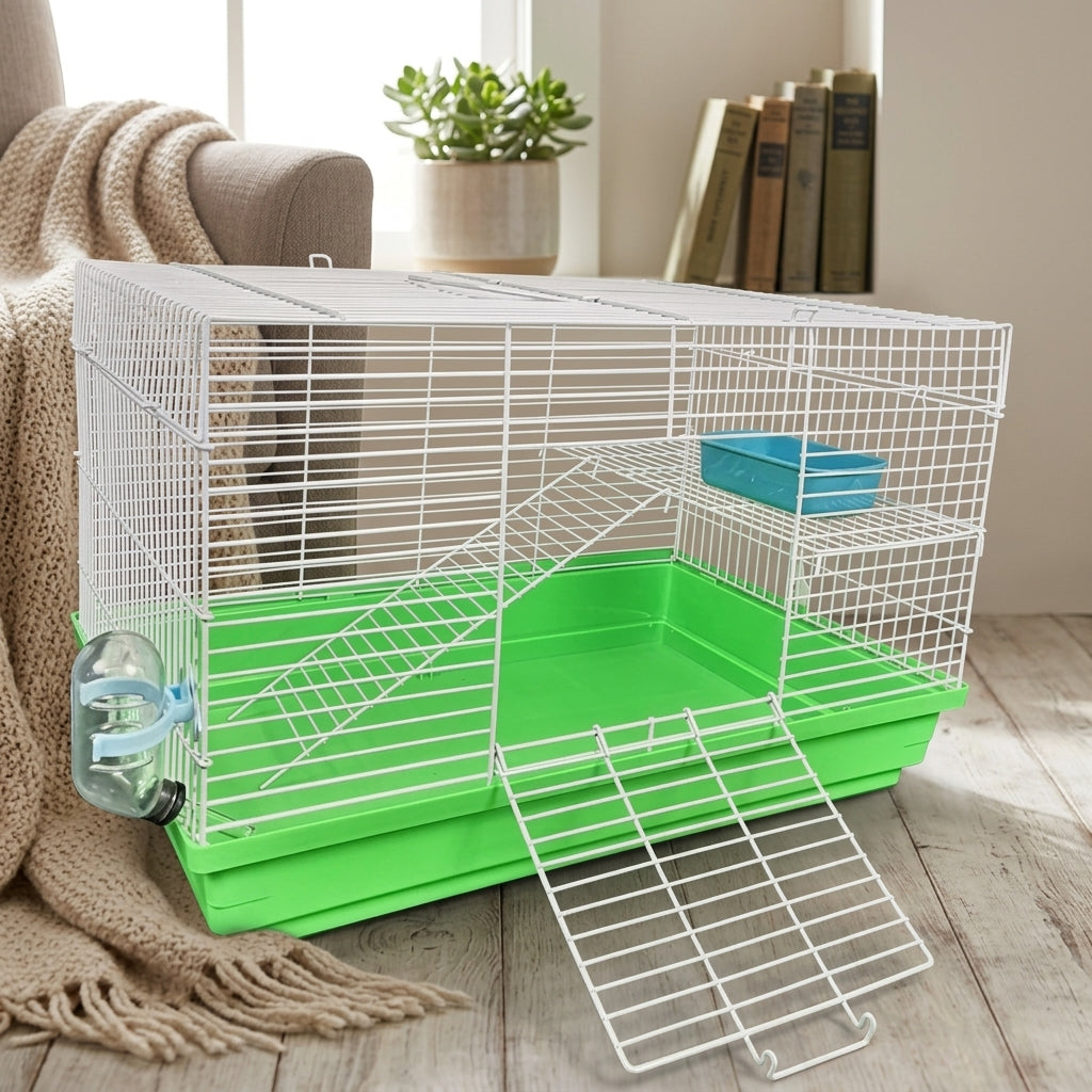 Multi-Level Hamster Cage and Two-Tier Enclosure, Two-Layer Structure for Dwarf Syrian, Multi-Compartment Hamster Enclosure with Large Base Design