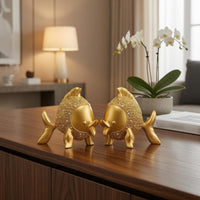 Golden fishing Figurines Textured Figurine Raised Fins Home Decor