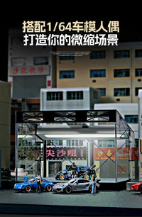 收藏家1:64微缩场景仿真汽车仓库展示收纳送礼亮灯