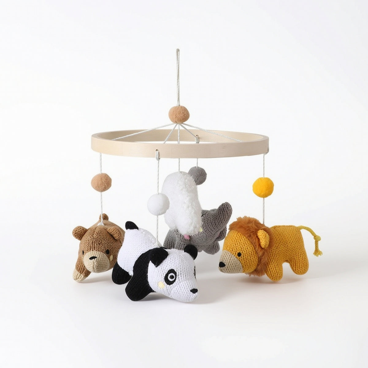 Nursery Mobile with Crocheted Animals Calming Hanging Crib Mobile Lightweight Cute for Babies