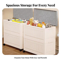 Collapsible Rolling Crate Foldable Storage Bin Stackable for Bedroom, Homeowners