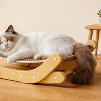 Cat Rocking Swing Breathable Elevated Cat Lounger Built-in Scratch Pad