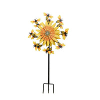 Metal Sunflower and Bees Wind Spinner金属向日葵风车创意风车